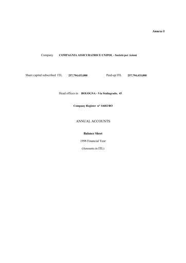 Thumbnail Unipol Assicurazioni Annual Report 1998