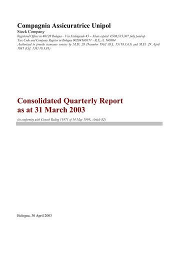 Thumbnail Unipol Assicurazioni Quarterly Report 2003-q1