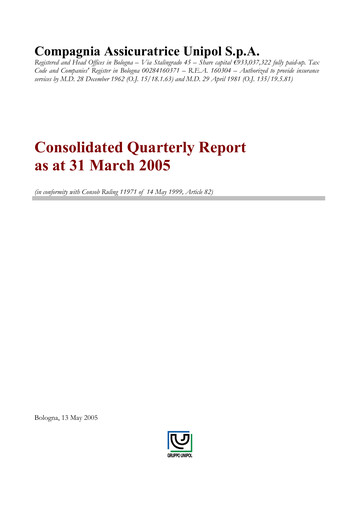 Thumbnail Unipol Assicurazioni Quarterly Report 2005-q1