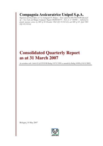 Thumbnail Unipol Assicurazioni Quarterly Report 2007-q1