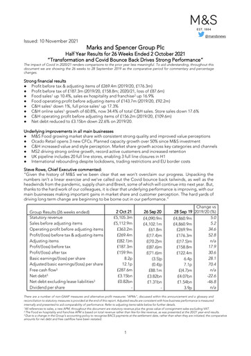 Thumbnail Marks & Spencer Half-year Report 2021-h1