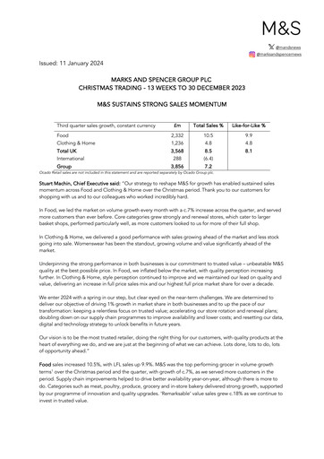 Thumbnail Marks & Spencer Quarterly Report 2023-q3
