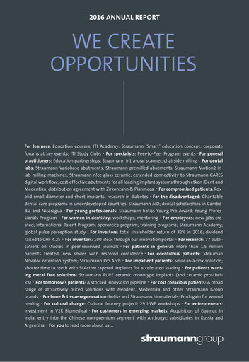 Thumbnail Straumann
 Annual Report 2016