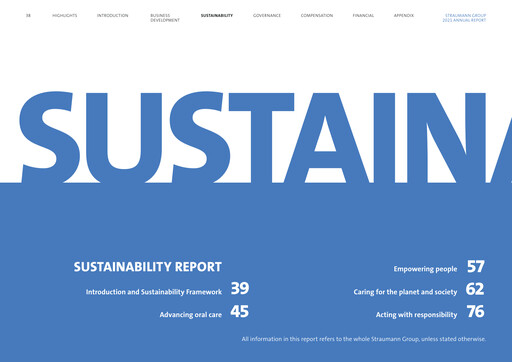 Thumbnail Straumann
 Sustainability Report 2021