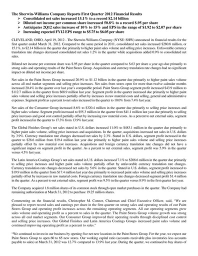 Thumbnail Sherwin-Williams Quarterly Report 2012-q1