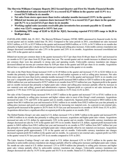 Thumbnail Sherwin-Williams Quarterly Report 2012-q2