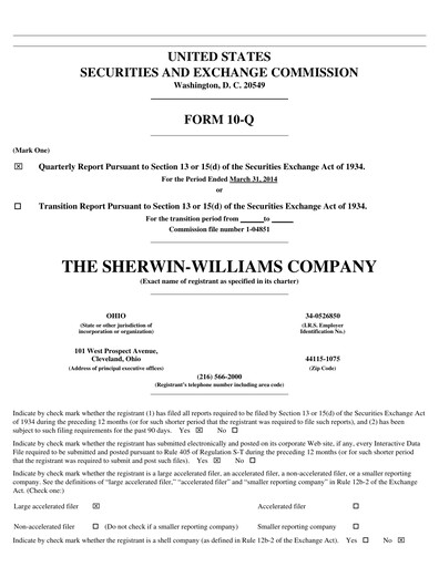 Thumbnail Sherwin-Williams Quarterly Report 2014-q1
