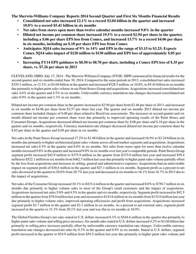 Thumbnail Sherwin-Williams Quarterly Report 2014-q2