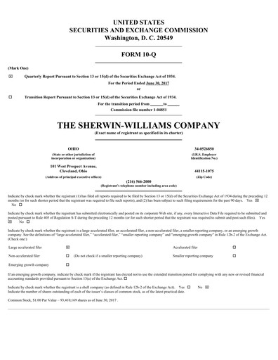 Thumbnail Sherwin-Williams Quarterly Report 2017-q2
