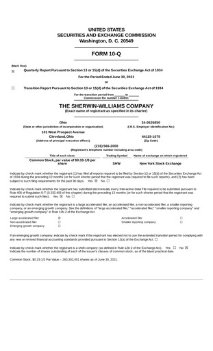 Thumbnail Sherwin-Williams Quarterly Report 2021-q2