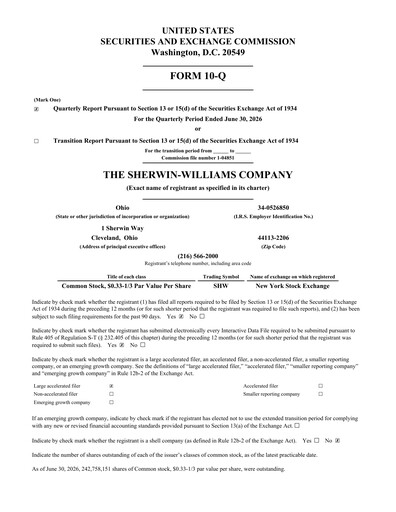 Thumbnail Sherwin-Williams Quarterly Report 2026-q2