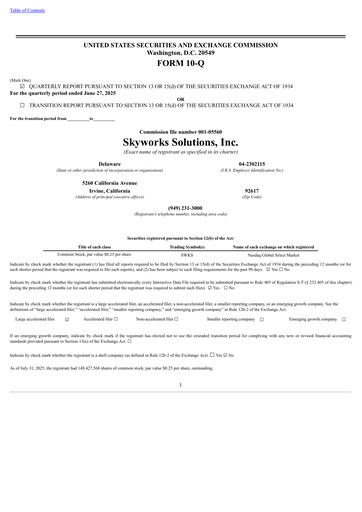 Thumbnail Skyworks Solutions
 Quarterly Report 2025-q3