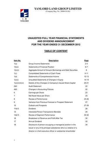 Thumbnail Yanlord Financial Statement 2012
