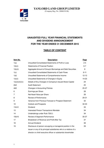 Thumbnail Yanlord Financial Statement 2015