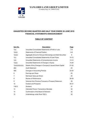 Thumbnail Yanlord Financial Statement 2019-h1