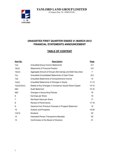Thumbnail Yanlord Quarterly Report 2012-q1