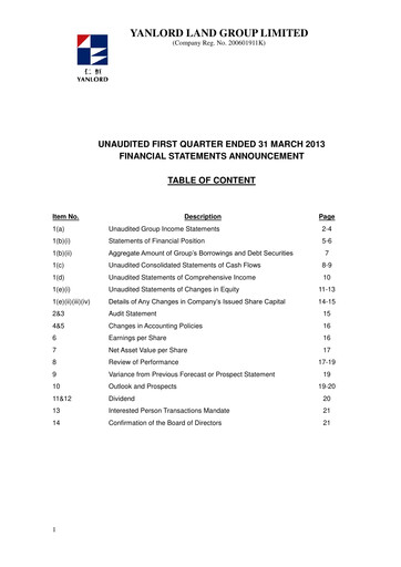 Thumbnail Yanlord Quarterly Report 2013-q1