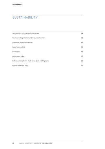 Thumbnail Schweiter Technologies Sustainability Report 2025
