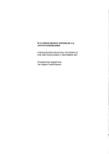 Thumbnail Is Yatirim Menkul Degerler Anonim Sirketi Financial Statement 2007