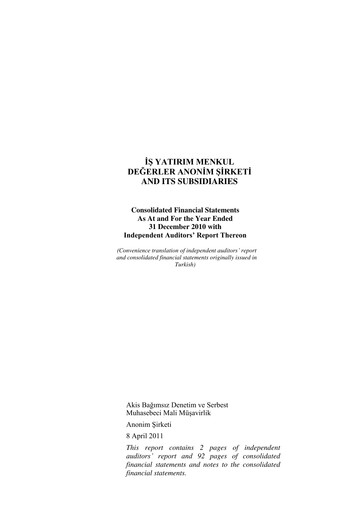 Thumbnail Is Yatirim Menkul Degerler Anonim Sirketi Financial Statement 2010