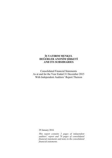 Thumbnail Is Yatirim Menkul Degerler Anonim Sirketi Financial Statement 2015