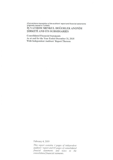 Thumbnail Is Yatirim Menkul Degerler Anonim Sirketi Financial Statement 2018