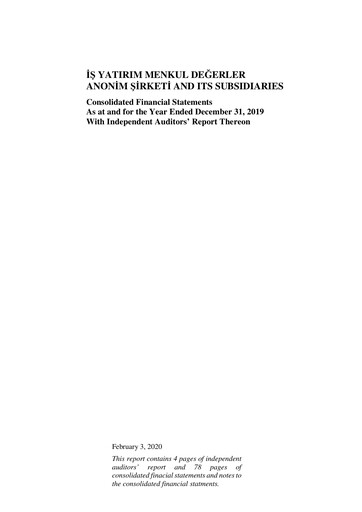 Thumbnail Is Yatirim Menkul Degerler Anonim Sirketi Financial Statement 2019