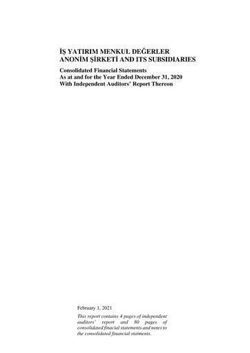 Thumbnail Is Yatirim Menkul Degerler Anonim Sirketi Financial Statement 2020