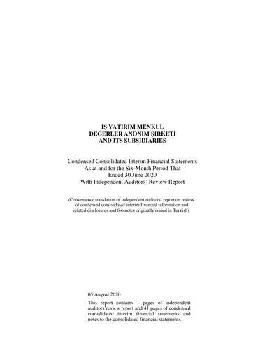 Thumbnail Is Yatirim Menkul Degerler Anonim Sirketi Half-year Report 2020-h1
