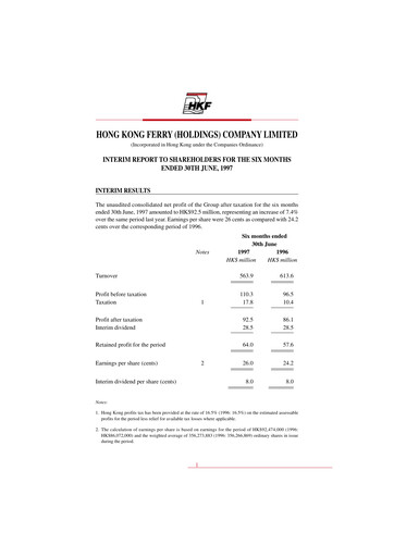 Miniature Hong Kong Ferry Rapport semestriel 1997-h1