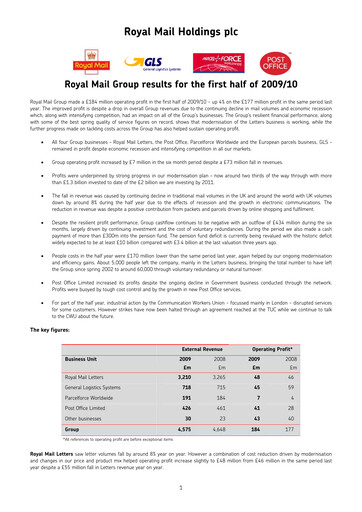 Thumbnail International Distributions Services (Royal Mail) Half-year Report 2009-2010