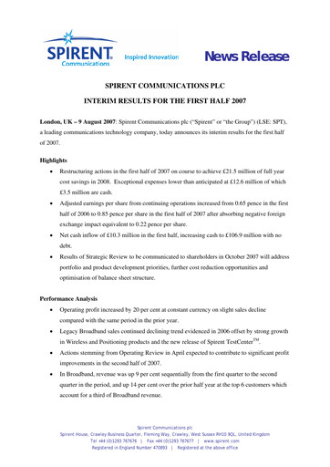 Thumbnail Spirent Half-year Report 2007-h1