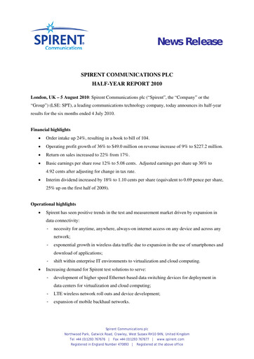 Thumbnail Spirent Half-year Report 2010-h1