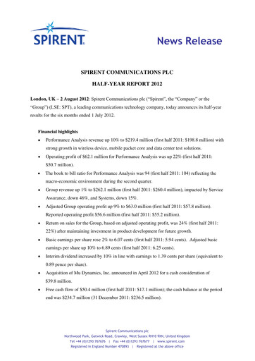Thumbnail Spirent Half-year Report 2012-h1