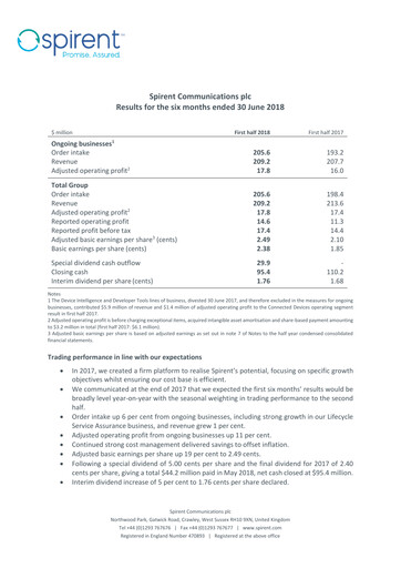 Thumbnail Spirent Half-year Report 2018-h1