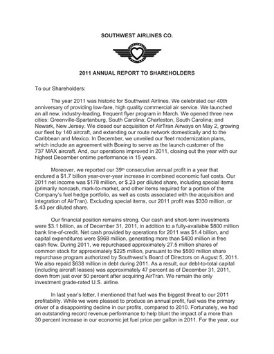 Thumbnail Southwest Airlines Annual Report 2011