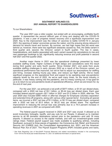 Thumbnail Southwest Airlines Annual Report 2021