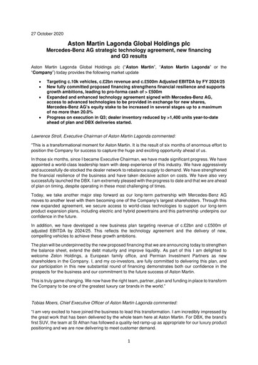 Thumbnail Aston Martin
 Quarterly Report 2020-q3