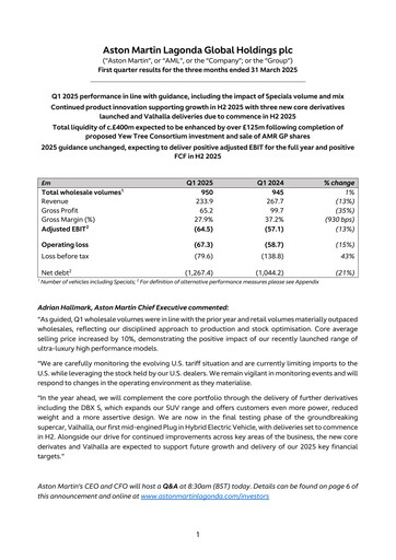Thumbnail Aston Martin
 Quarterly Report 2025-q1