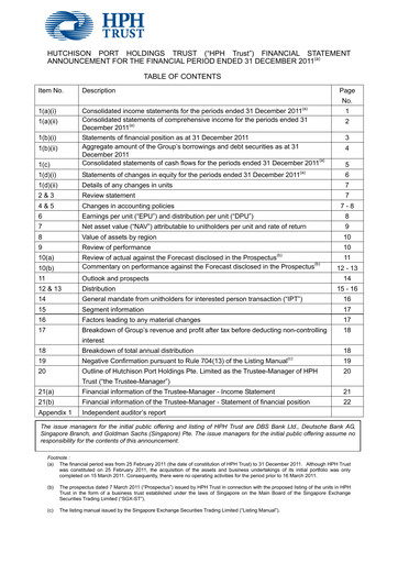 Thumbnail HPH Trust (Hutchison Port) Financial Statement 2011
