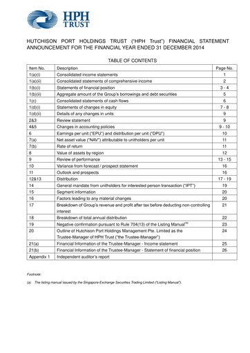 Thumbnail HPH Trust (Hutchison Port) Financial Statement 2014