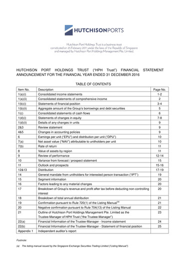 Thumbnail HPH Trust (Hutchison Port) Financial Statement 2016