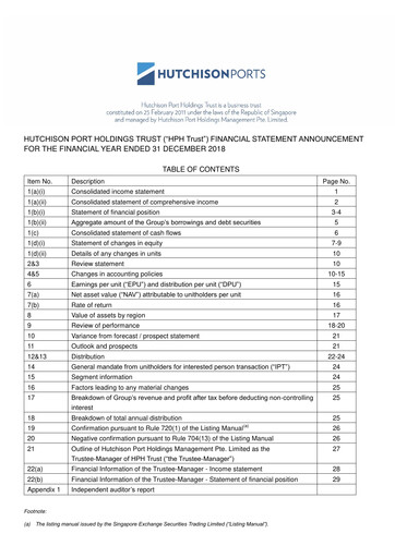 Thumbnail HPH Trust (Hutchison Port) Financial Statement 2018