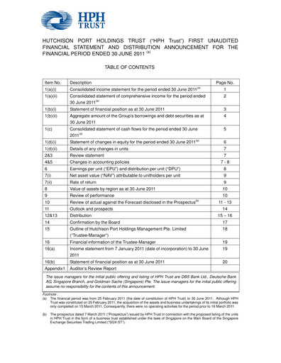 Thumbnail HPH Trust (Hutchison Port) Half-year Report 2011-h1