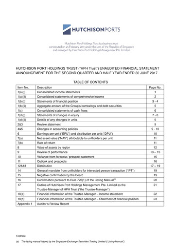 Thumbnail HPH Trust (Hutchison Port) Half-year Report 2017-h1