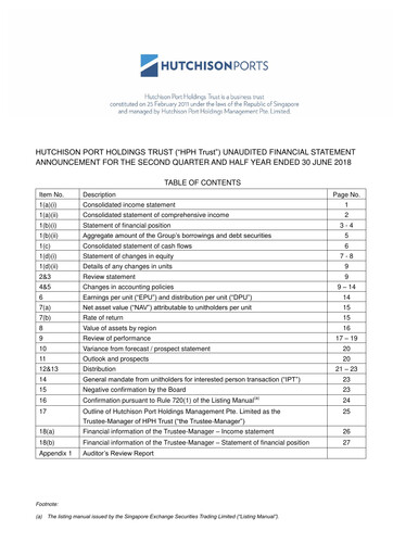 Thumbnail HPH Trust (Hutchison Port) Half-year Report 2018-h1