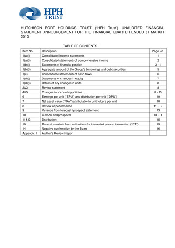 Thumbnail HPH Trust (Hutchison Port) Quarterly Report 2013-q1