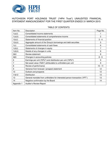 Thumbnail HPH Trust (Hutchison Port) Quarterly Report 2015-q1