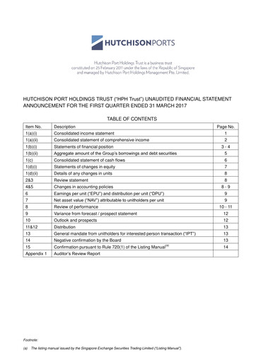 Thumbnail HPH Trust (Hutchison Port) Quarterly Report 2017-q1