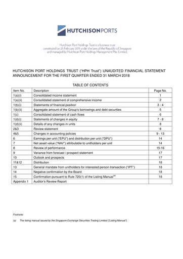 Thumbnail HPH Trust (Hutchison Port) Quarterly Report 2018-q1